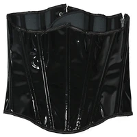 shinny leather corset tops underbust bustier side zip up waist slimming cincher girdle fish boned waisttrainer gorset korset hot