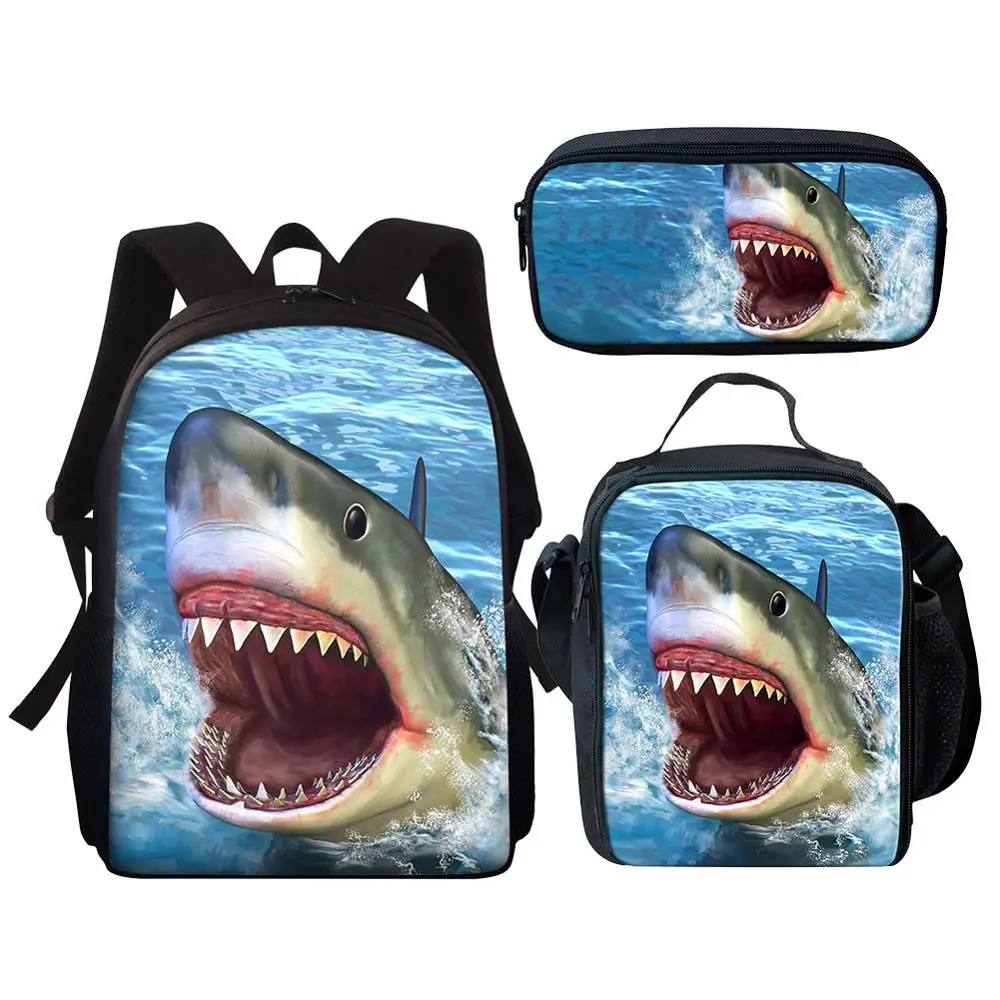 

School Bags Set for Children Book Bag Bookbag Teenage Girls Boys Cute Shark 3D Print Schoolbag Kids Backpack Mochila Infantil