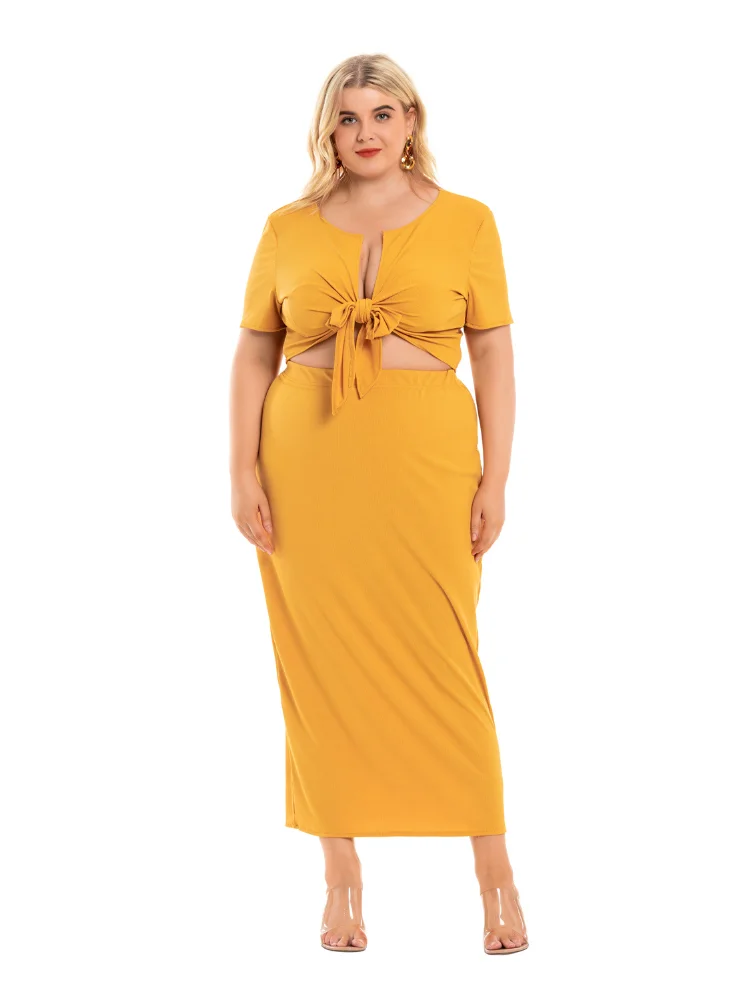 Large Women's Sexy Chest Strap Two Piece Set  summer dress  bodycon dress Plus Size Dress