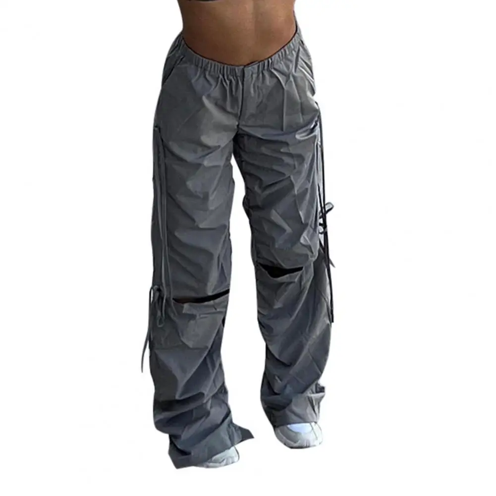 

Women Trousers Side Drawstring Casual Pants Fashion Oversized Straight Wide Leg Casual Cargo Pants