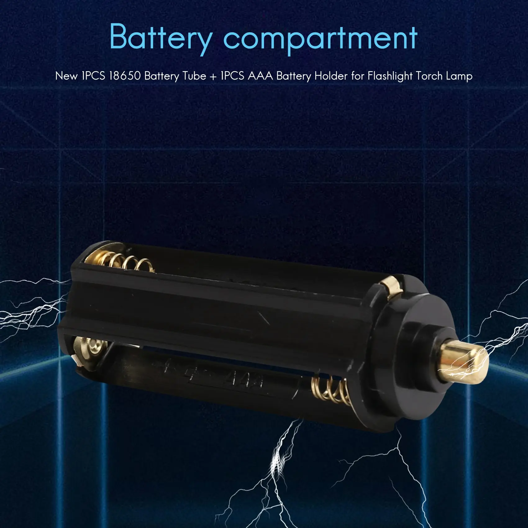 Аккумуляторная трубка + 1 шт. держатель батареи AAA для фонарика