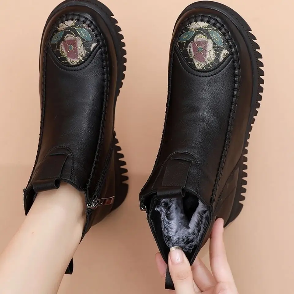 

Женские нескользящие водонепроницаемые сапоги Lisapie, коллекция 2022 года, зимние теплые сапоги с толстым плюшем, женские теплые сапоги на плос...