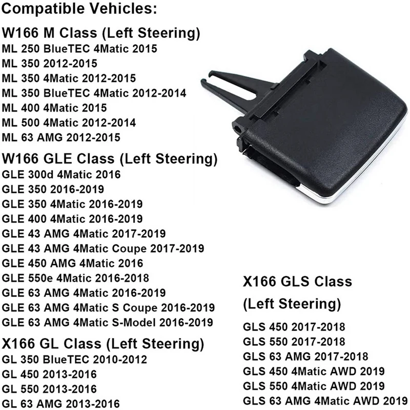 5 шт. передние левые и правые решетки вентиляции для Mercedes Benz зажимы W166 Ml Gle Class X166 Gl