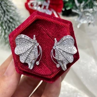 foydjew elegant 925 silver needle butterfly stud earrings full zircon earring exquisite temperament womens ear accessories