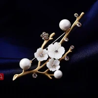 white plum blossom flower brooches for women weddings party jewelry brooch pins gifts