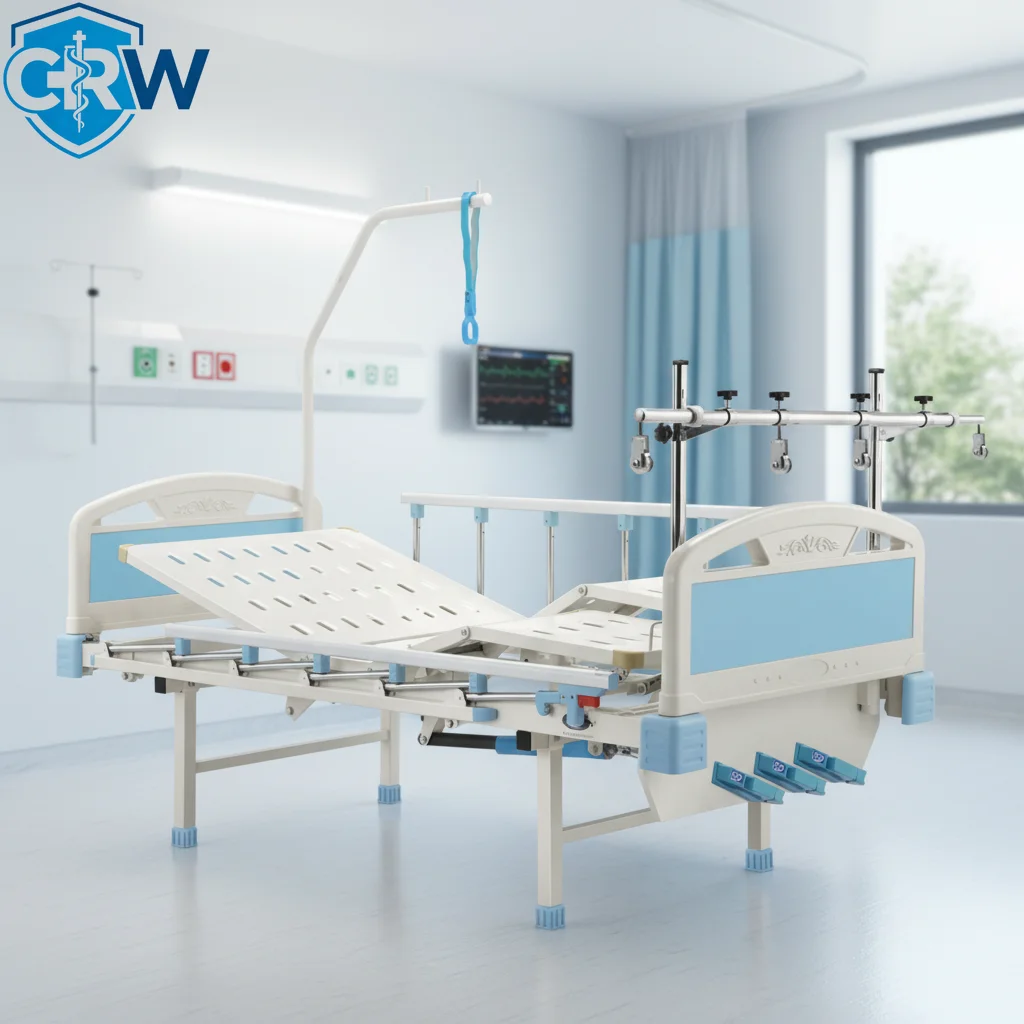 Фото Медицинская кровать CRW с 3 ручками-кривошипами для вытяжения тела пациента, без колесиков, модель CY-A107C №3
