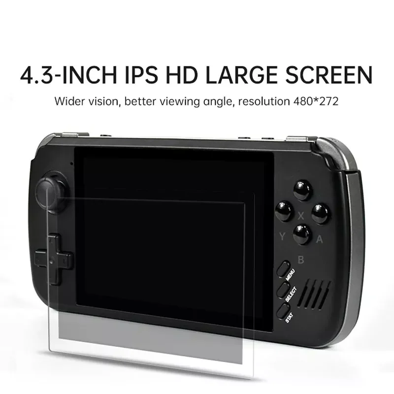 

2023X39 4.3Inch IPS Screen Source Retro Video Game Console Quad Core PS1,Arcade Support Wired Controller Handheld Game Players a
