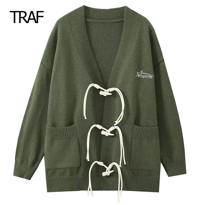 

Женский свитер с V-образным вырезом, длинным рукавом