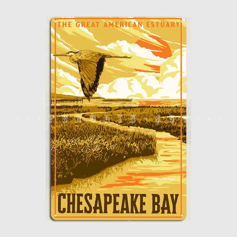 

Металлический постер в стиле таблички Chesapeake Bay Wpa, ретро Фотообои