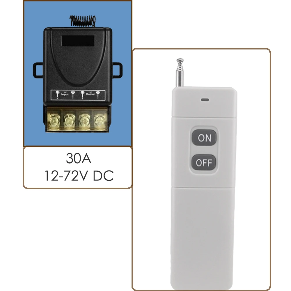 

COLOROCK Wireless Switch 30A 12-72V DC RF433MHz Remote Control High Power Wide Voltage Widely Used