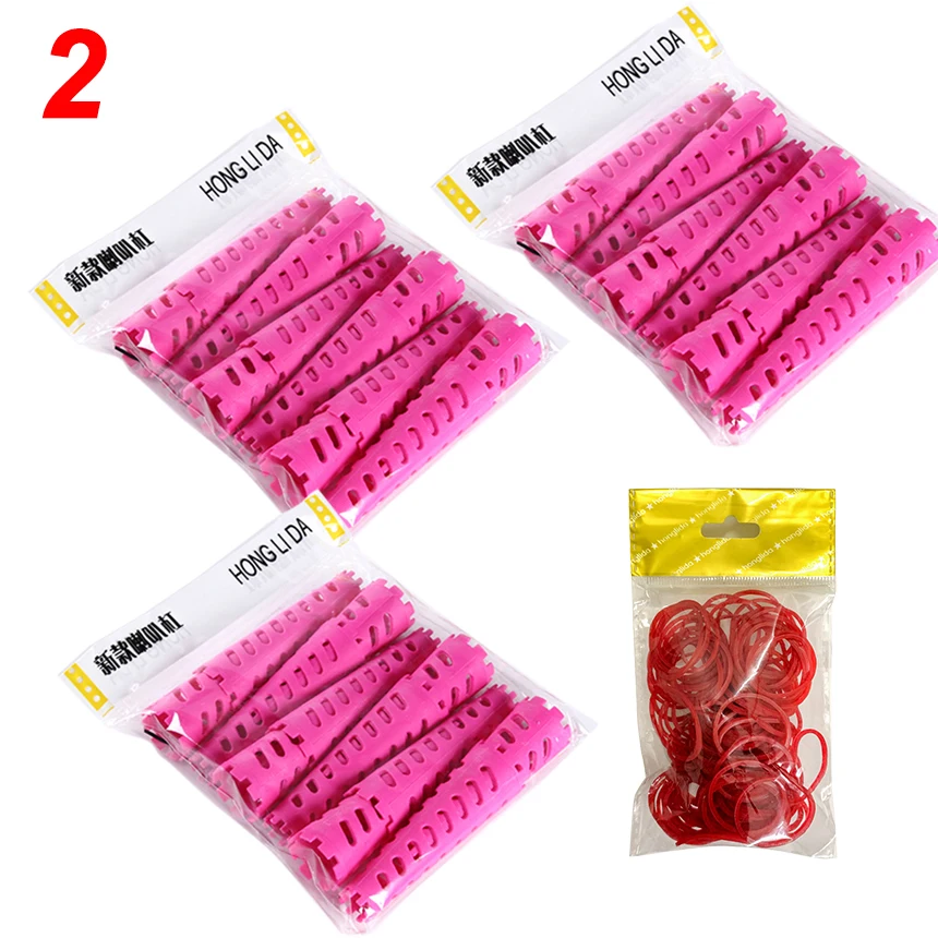 36pcs/set 18-30mm Cone Shape Hair Rollers with Rubberbands Extra Thick Curling Bars Cold Perm Flexi Rods Hair Waver No Heat 1705