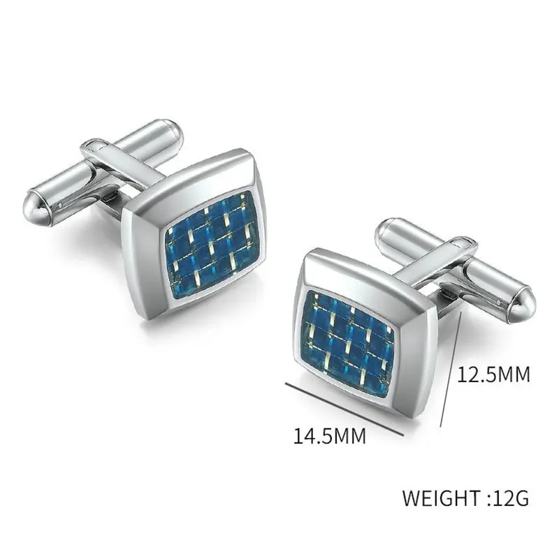 High Quality Stainless Steel Beveled Edge Enamel Carbon Fiber Cuff Link Man's French Suit Accessories Shirt Cufflinks for Men |