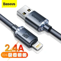 baseus 2 4a usb cable for iphone 13 12 11 pro max x xr 8 7 fast charging phone charger cable for ipad usb charger data wire cord