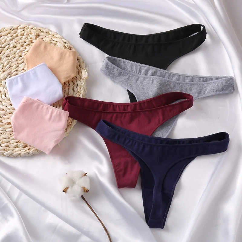 

Новые хлопковые стринги для женщин, сексуальные однотонные трусики, женские трусики, нижнее белье, женские трусы, стринги, трусики для девоч...