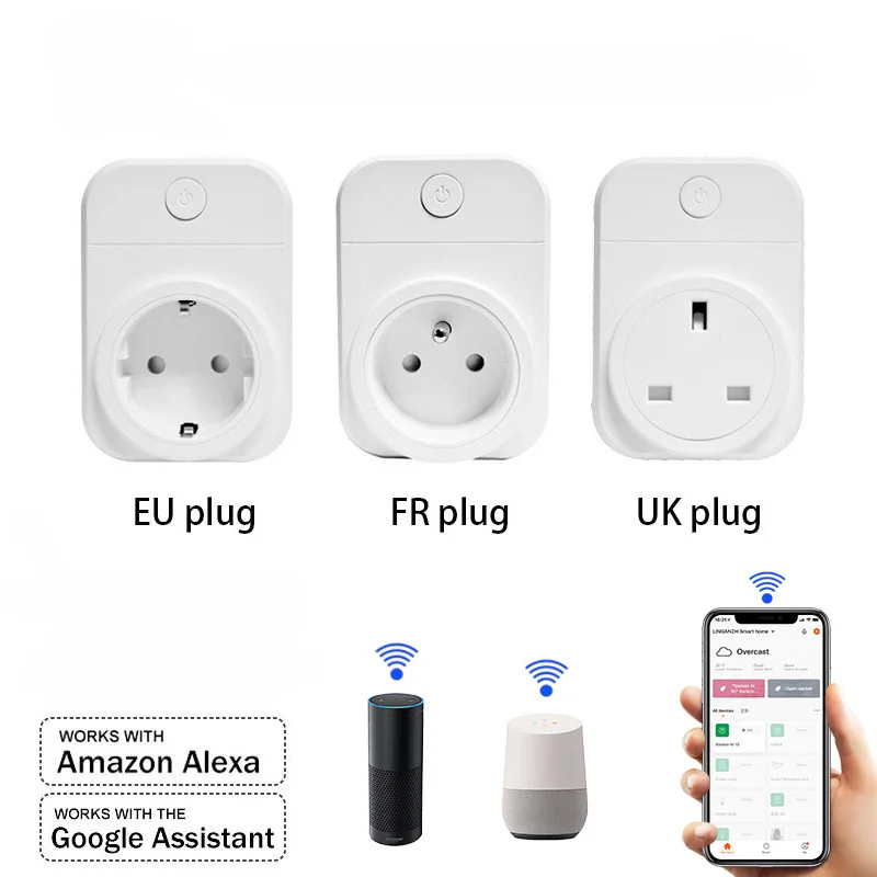 

Smart EU FR US UK Plug Inteligente WiFi Socket 16A Power Timing Smart Life APP Remote Control Works with Alexa Google Home