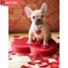 Алмазная живопись HUACAN Бриллиантовая мозаичная собака 5D сделай сам, животное, сердце, полная выкладка, круглая вышивка, Настенный декор