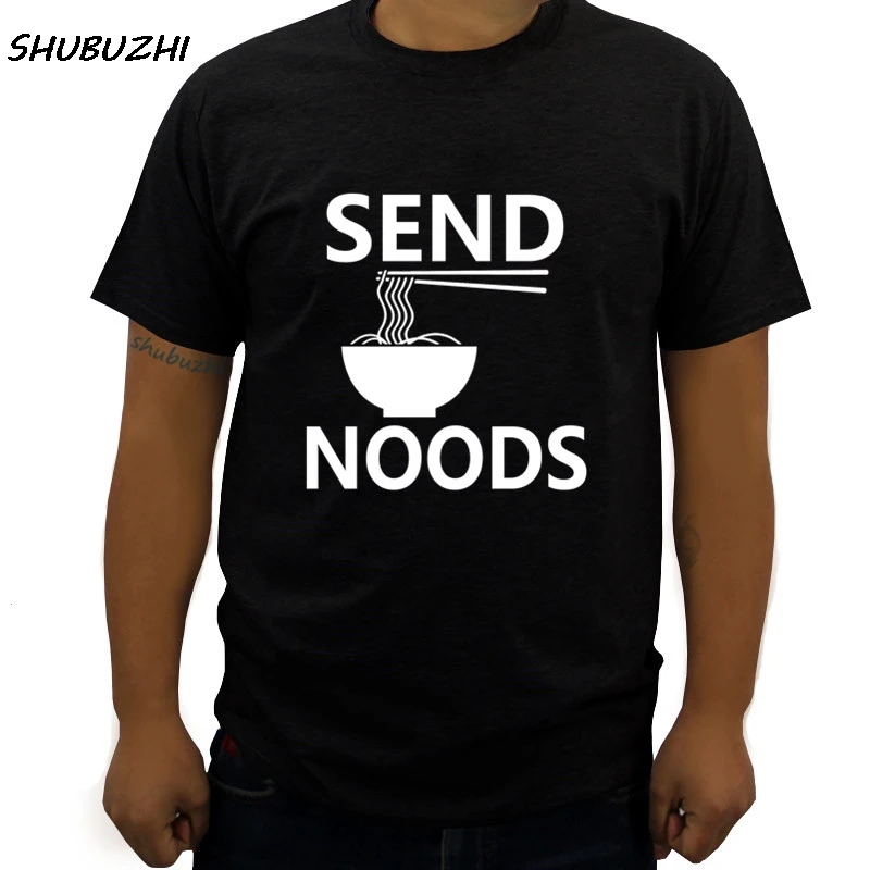 

Men's High Quality Custom Printed Tops Hipster Tees Send Noods T-shirt For Noodles Lover t shirt big size 3XL homme print tshirt