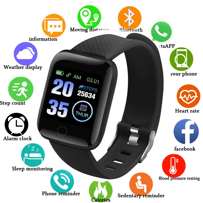 

Relogio 116Plus Smart Watch 2020 Sport Fitness Tracker Blood Pressure Heart Rate D13 Wristband Bluetooth Smartwatch Android Ios