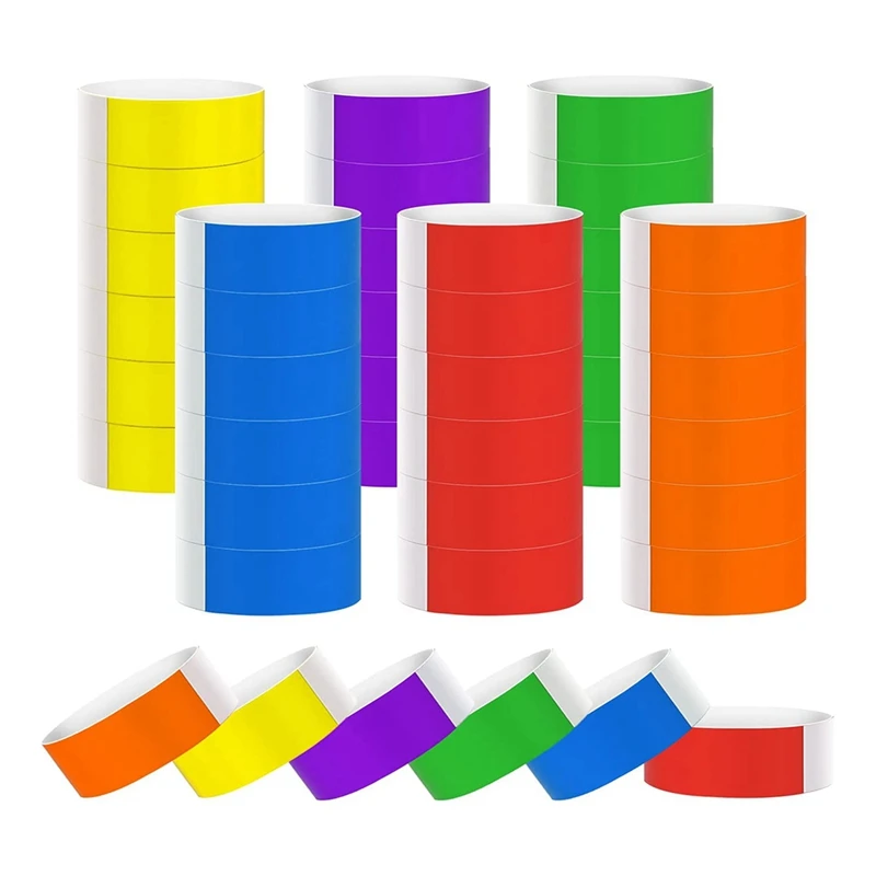 

600 Упаковка Бумажных браслетов, неоновые водонепроницаемые браслеты, клейкие браслеты для Кубка мира