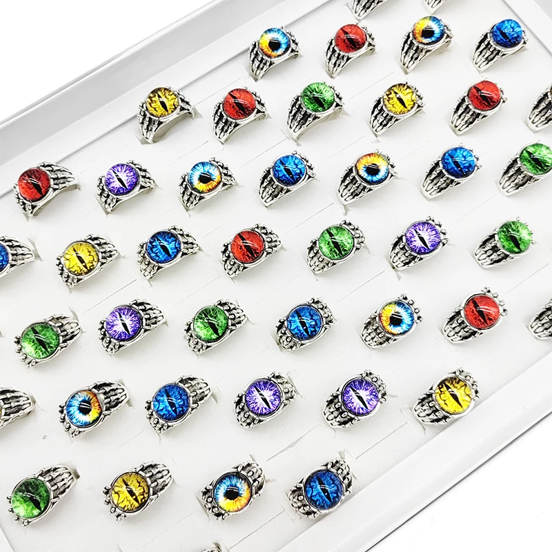 

20pcs/Lot Factory New Wide Weight Alloy Devil Eye Ghost Claw Finger Rings for Party Wwoman Man Punk Bar Decorate Big Joint Ring