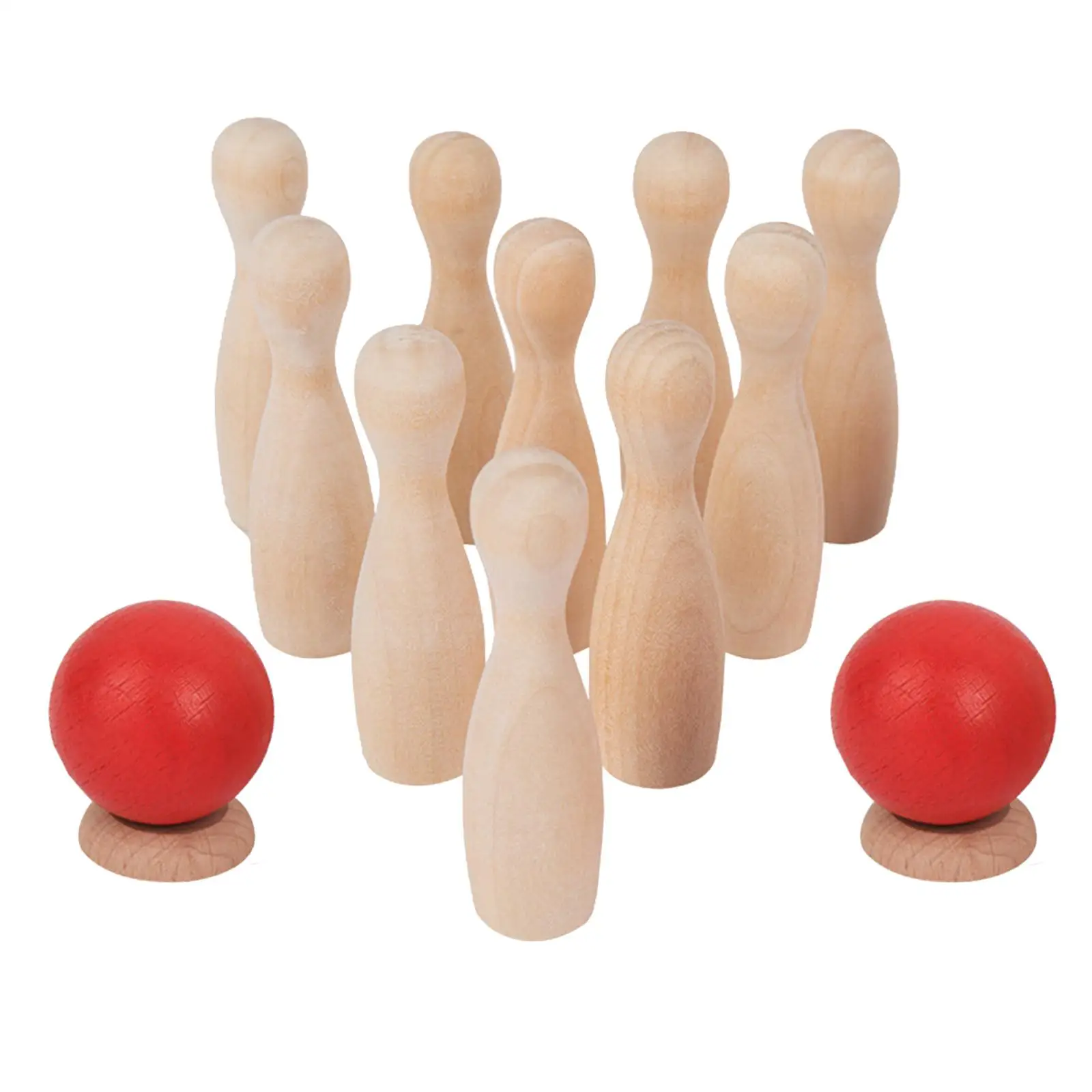 Fun Toddler Bowling Game 10 Wood Pins, , 2 Base Educational Leisure  Interactive  Birthday Gift images - 6