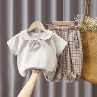 girls clothing fashion suit korean summer dress 2022 new baby girl two piece cotton shorts 1 4 years old kids clothing