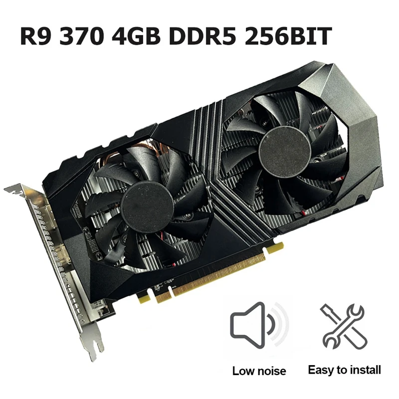 

R9 370 Graphics Card 4G For AMD Desktop Computer Game Graphics Card 4G GDDR5 256BIT 860/1200MHZ PCI-E3.0 HD+DVI+DP Duals Fan