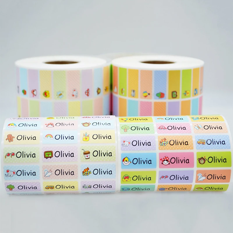 120Pcs Customize Name Stickers Waterproof Personalized Labels Children School Stationery Variety Patterns Animal Tags for Kids