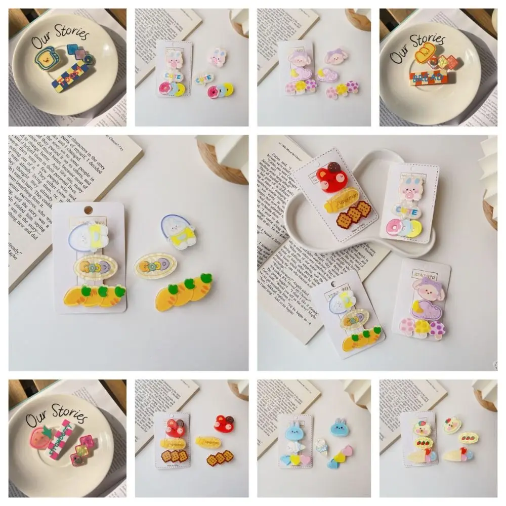 

3pcs/set Korean Style Cartoon Hairpin Set Ornament Geometry Candy Color Headwear Y2K Children/Kids