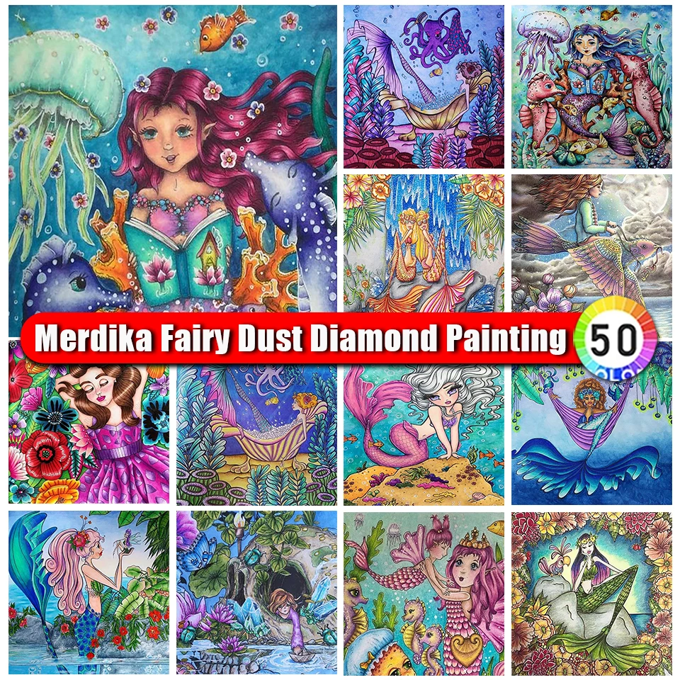 Merdika сказочная пыль Алмазная живопись мультяшная девушка квадратная круглая