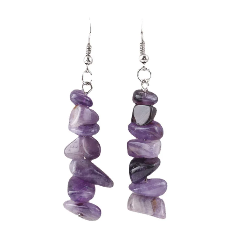 Женские длинные серьги-подвески с бахромой из натурального камня 7 чакр