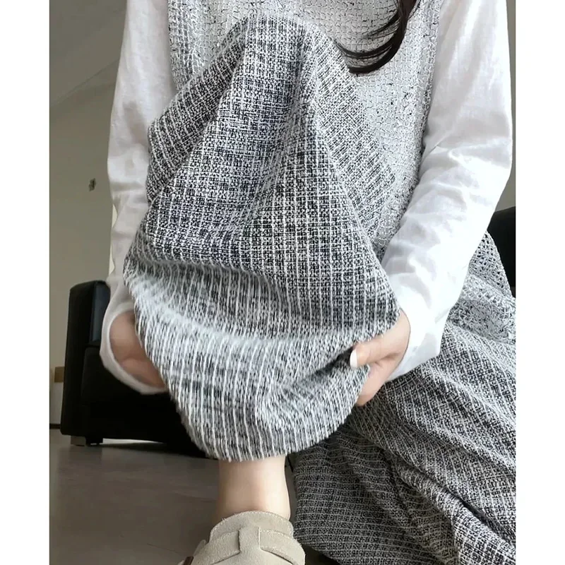 Осенние Женские Дизайнерские Серые Эластичные Длинные Брюки С Высокой Талией