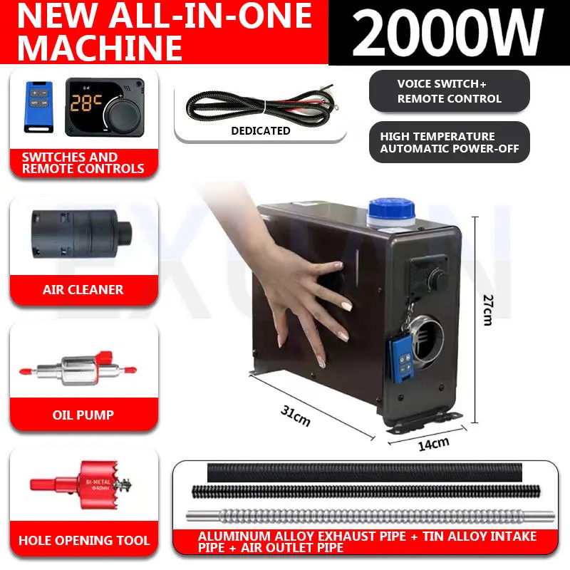 

Универсальная машина 12 В 24 В, 1000 Вт, небольшой мини-доковочный обогреватель для грузовиков, дизельный обогреватель, дизельный обогреватель для электромобилей, дизельный воздухонагреватель