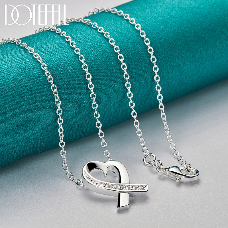 Ожерелье DOTEFFIL из стерлингового серебра 925 пробы с кулоном в форме сердца циркония
