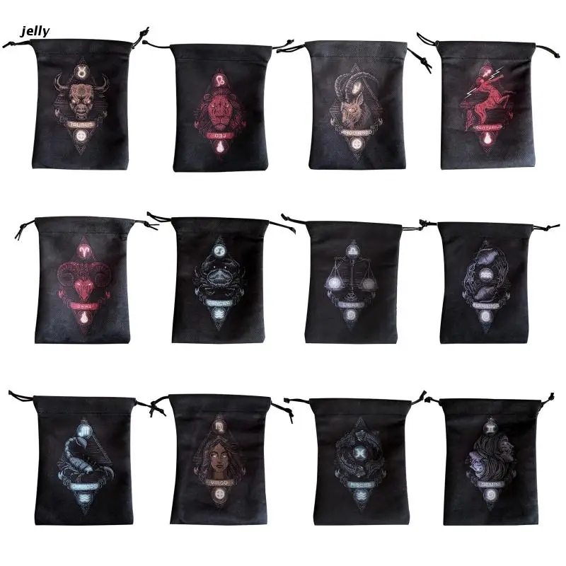 

448C Twelve Constellations Storage Bag Velvet Double Sided Print Drawstring Bag Velvet Storage Bag Drawstring Package