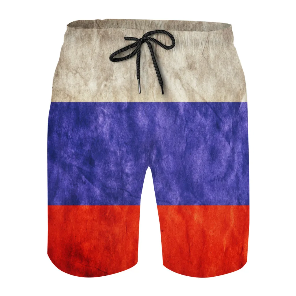 

2022 russia Country Flag Vintage Men's Summer Loose Breathable Casual Shorts Beach Pants