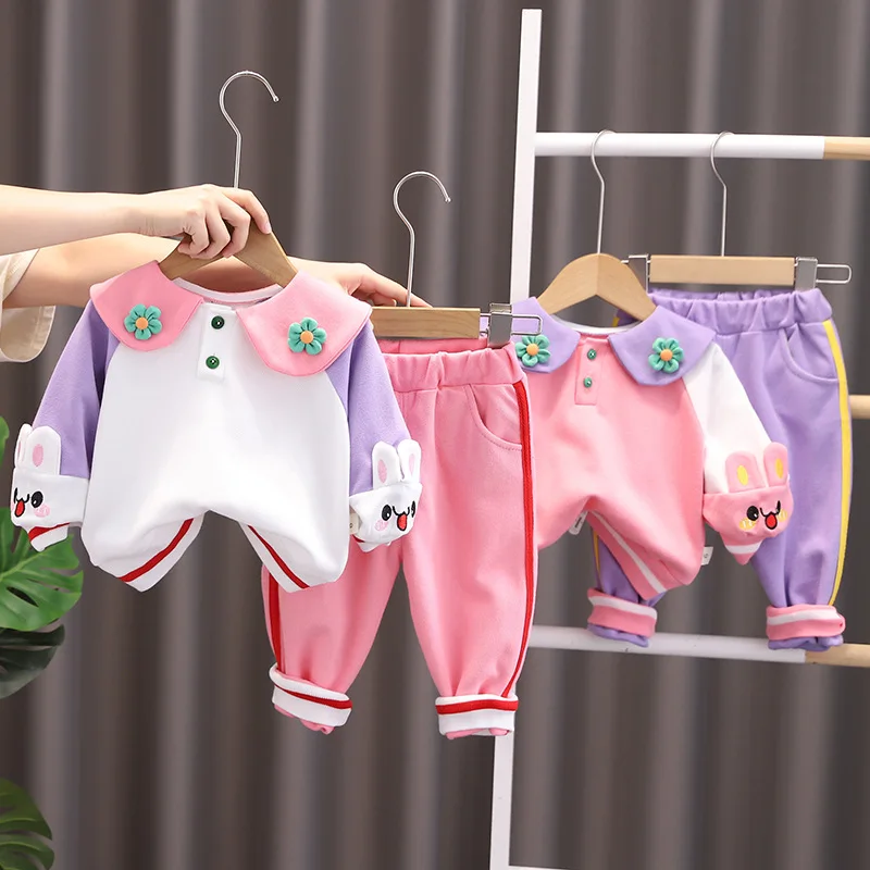 

Spring fall Newborn Baby Girls Clothes Outfits Sets Pullover Sweater Pants Sports Suits for Girl Baby clothing 1st Birthday sets