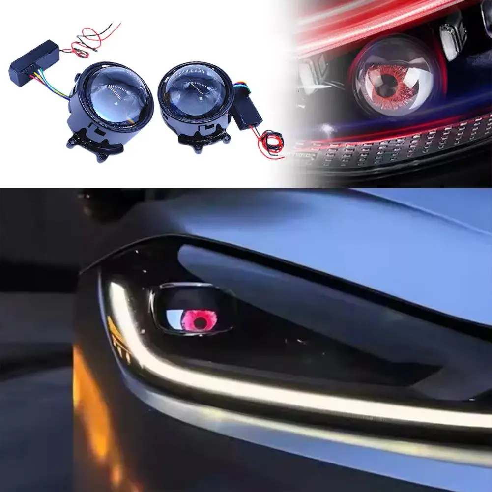 2 шт. 3-дюймовые автомобильные светодиодные линзы Devil Eyes Demon 12 В для модернизации