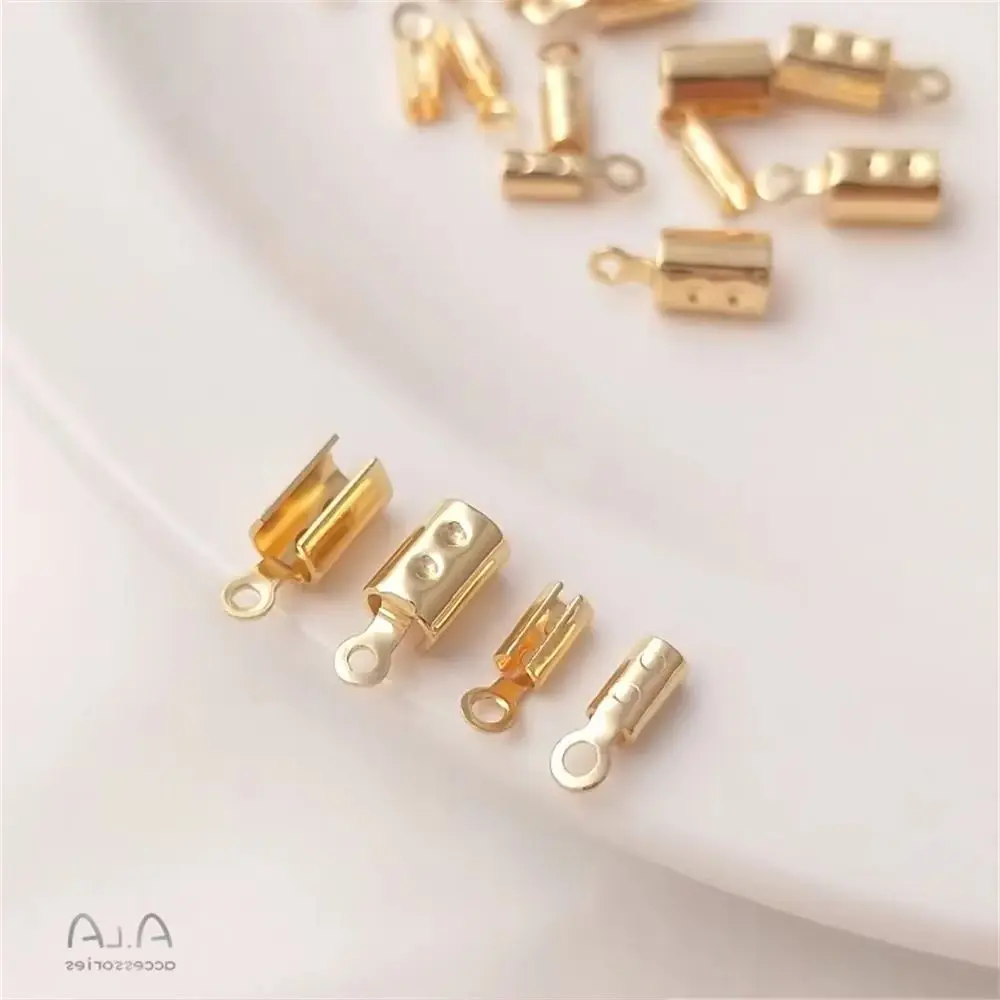 14-каратное позолоченное аксессуар круглый зажим кожаная веревка круглая