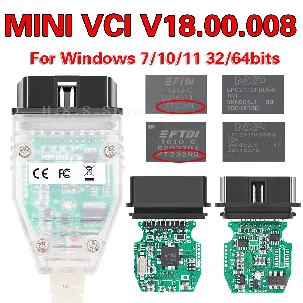 Фото MINI VCI для Toyota TIS Techstream V18.00.008 minivci FTDl для J2534 автоматический сканер OBD OBD2 автомобильный диагностический кабель MINI-VCI кабель №1