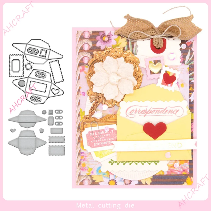 

Комбинированные металлические Вырубные штампы в форме конверта для «сделай сам», скрапбукинга, фотоальбома, декоративное тиснение, бумажн...