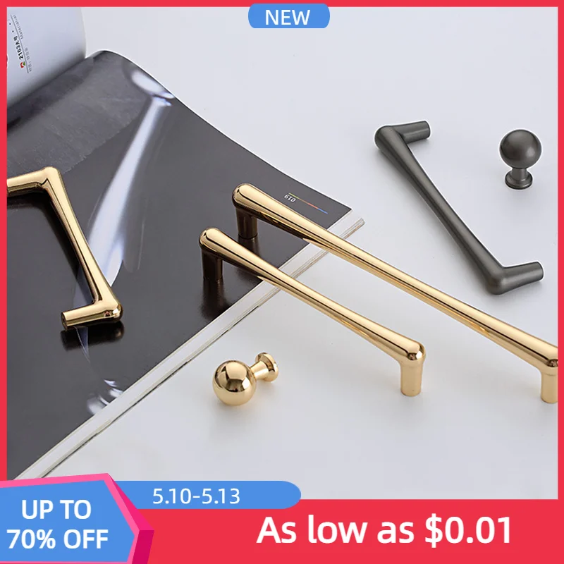 

Ручки для дверей кухонного шкафа, Современная фурнитура в скандинавском стиле для мебели, ящиков, из цинкового сплава, черные и золотые ручк...