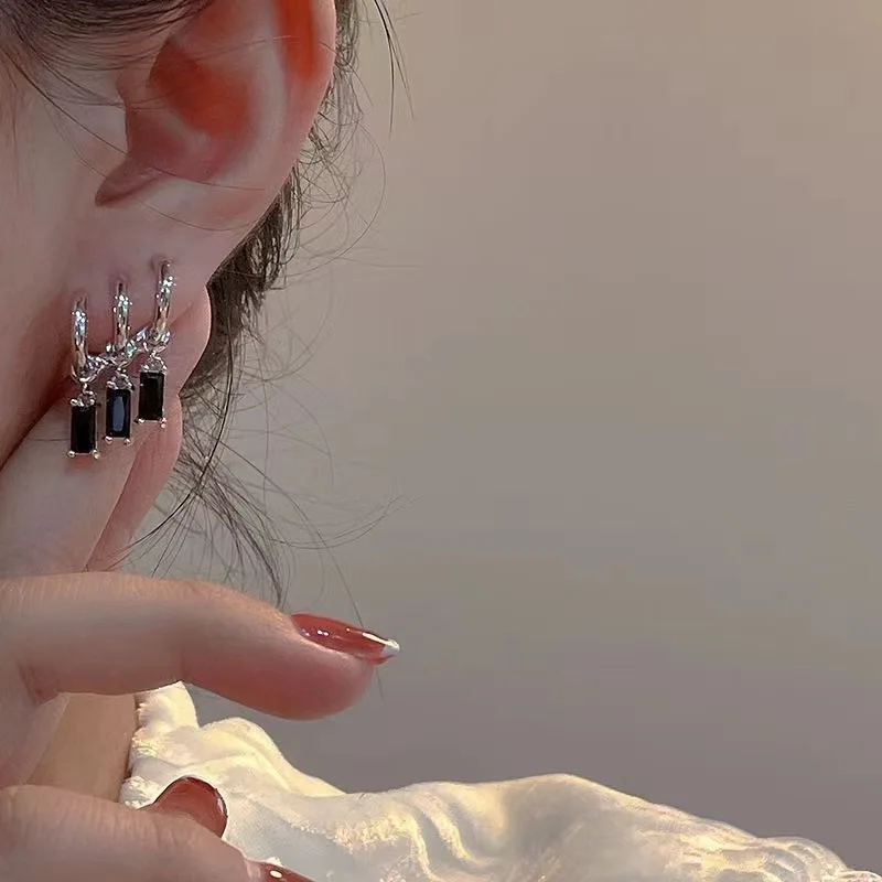 

2022 goth gothic egirl black zirconia dangle earring for women cute korean fashion aesthetic drop earring pendientes mujer arete