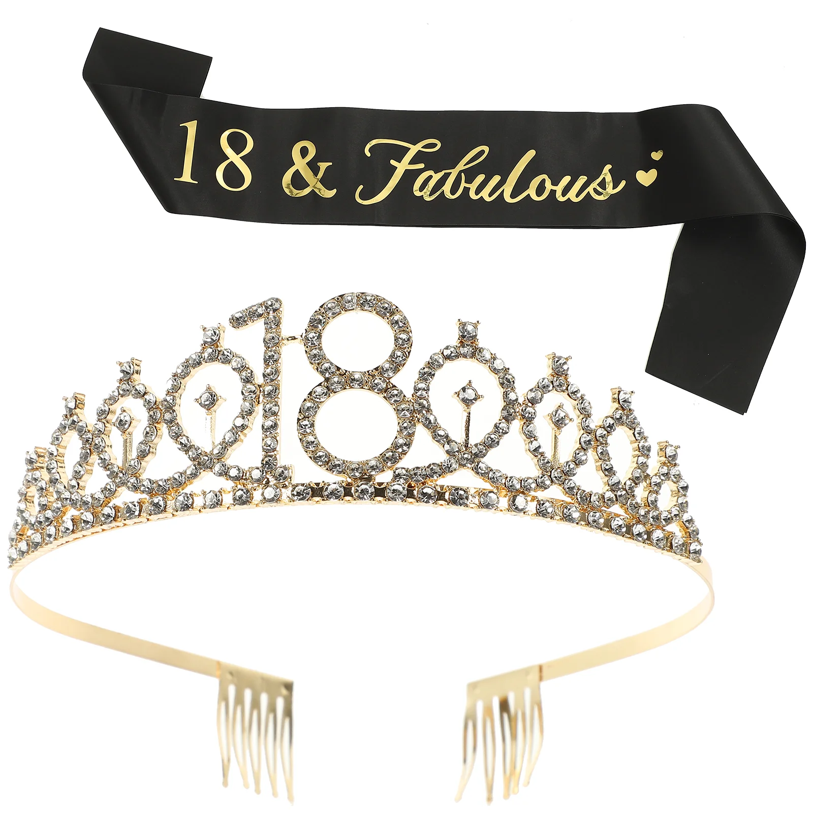 

1 Set Female Birthday Crown Sash Decorative Shoulder Strap Birthday Supplies