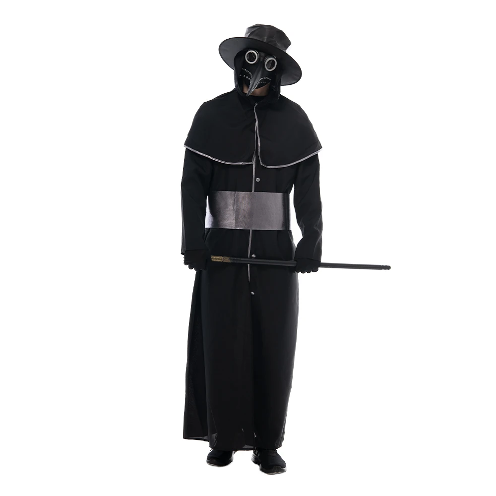 

Men’s Medieval Plague Doctor Cosplay Costume Scary Halloween Adult Black Death Outfits Carnival Easter Purim Fancy Dress