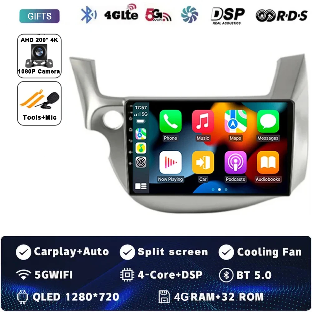 

Автомобильная стереосистема Android 14, мультимедийная беспроводная Carplay Android Auto для HONDA FIT JAZZ 2008 2009 2010 2011 2012 2013 AUto BT 4G