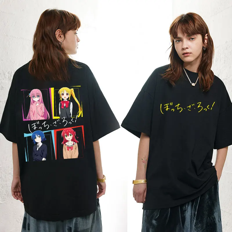 

Japan Anime Bocchi The Rock T-shirt Cute Hitori Gotoh Yamada Ryo Kita Ikuyo Ijichi Nijika Tees Unisex Fashion Cartoon T-shirts