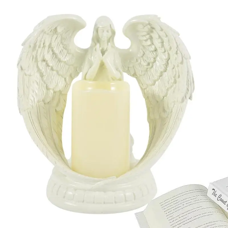 

Подсвечник с статуей Ангела из смолы, Стильная белая подсвечник с ангелом для церкви, украшение для дома