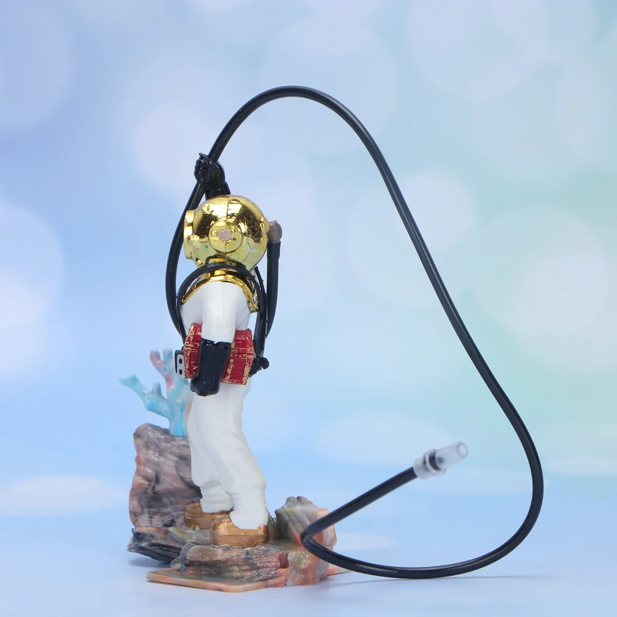 

Aquarium Diver Tank Decorations Ornament Treasure Bubbler Action Sculpture Decor Frogman Hose Air Figurines Betta Model