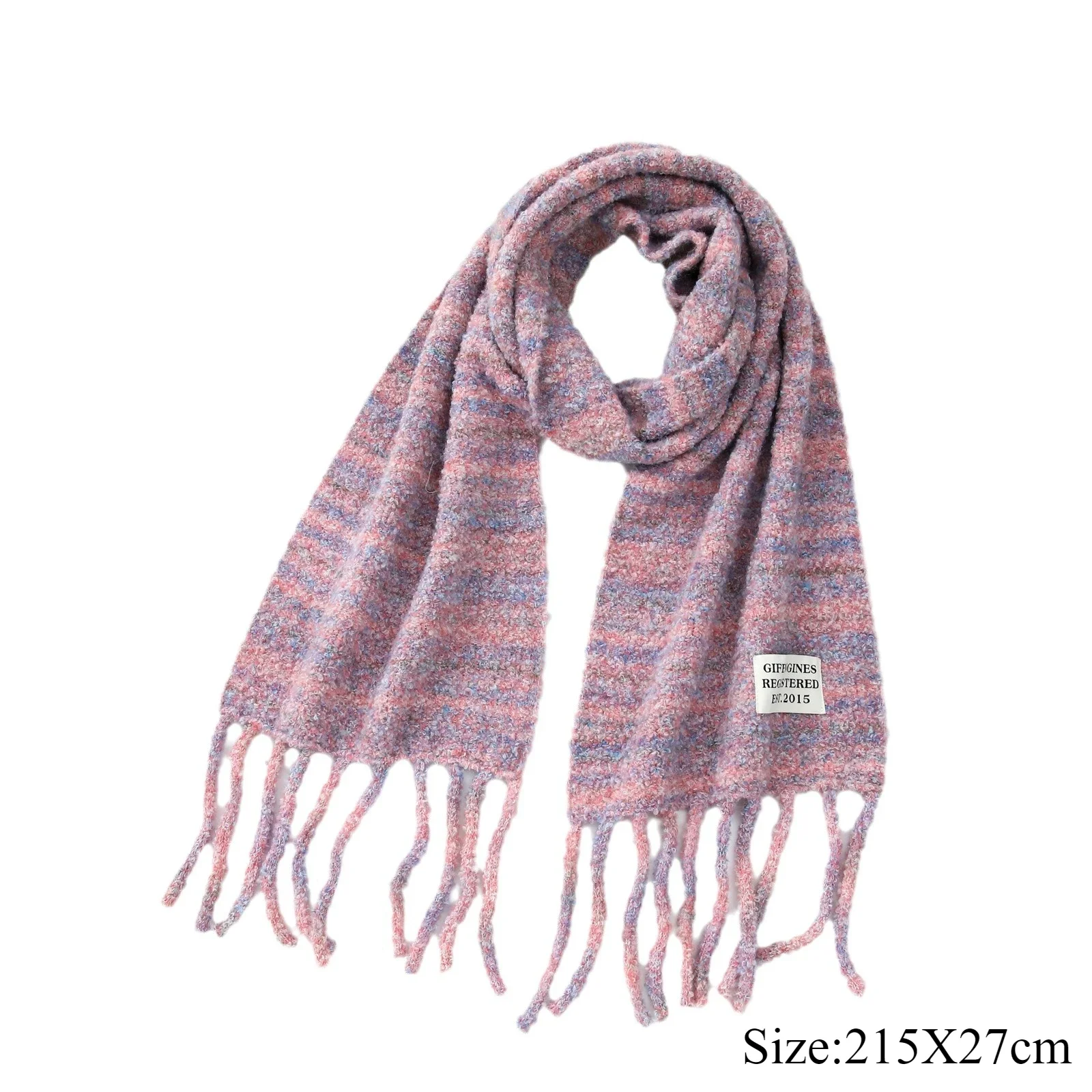 Синие вязаные шарфы с шерстяной кисточкой однотонные накидки для женщин зимняя